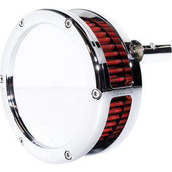 FEULING PARTS Air Cleaner Ba Slim Solid Cover Chrome/Red 99-17 Twin Cam 5447-S
