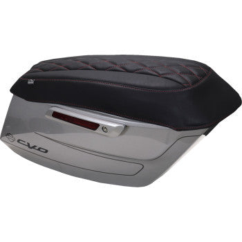 MUSTANG Deluxe Diamond Saddlebag Lid Cover - Black w/ Dark Cherry Stitch - FLH/FLT '23-'25 88470DC