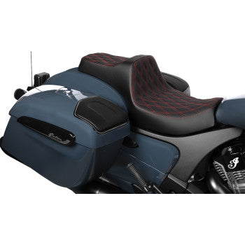 DRAG SPECIALTIES SEATS Predator III 2-Up Seat - Vinyl - Double Diamond - Red Stitch - Chieftain '25/Challenger '20-'25 0810-2468