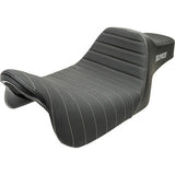SLYFOX Highnoon Seat - Vinyl - Classic Stitch - Silver Logo - FLH/FLT '08-'24 4710B-SlyFox