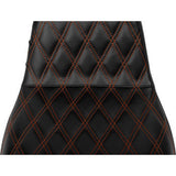 LE PERA Tailwhip Daddy Long Legs Seat - Burnt Orange Double Diamond Stitch - FLH/FLT '23-'24 LV-587DLDD-OB4