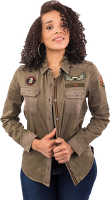 LETHAL THREAT Women's Untamed Long-Sleeve Shirt - Army Green - Small LA60125S