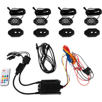 MOOSE OFFROAD Rock Light Kit - RGB - 4 Pods 100-3614-PU