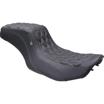 MUSTANG One Piece 2-Up Squareback Seat - Double Diamond - Gunmetal Stitch - FLH/FLT '23-'24 88415GM