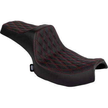 DRAG SPECIALTIES SEATS Predator III 2-Up Seat - Vinyl - Double Diamond - Red Stitch - Chieftain '25/Challenger '20-'25 0810-2468