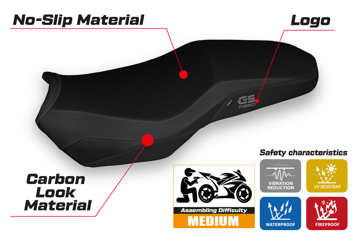 Tappezzeria Italia BMW F750GS F800GS F850GS 2018-2025 Seat Cover in Black
