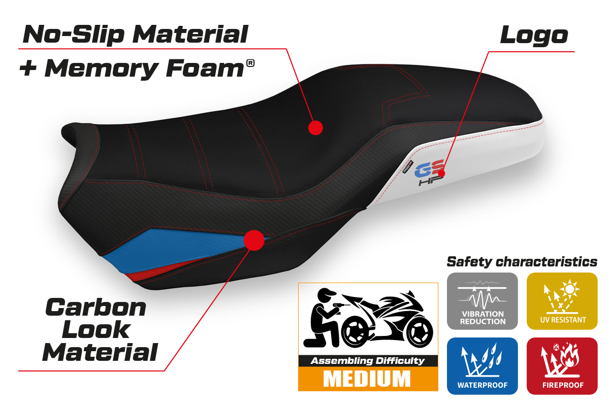 Tappezzeria Italia BMW F750GS F850GS 2018-2025 Seat Cover Comfort in White HP
