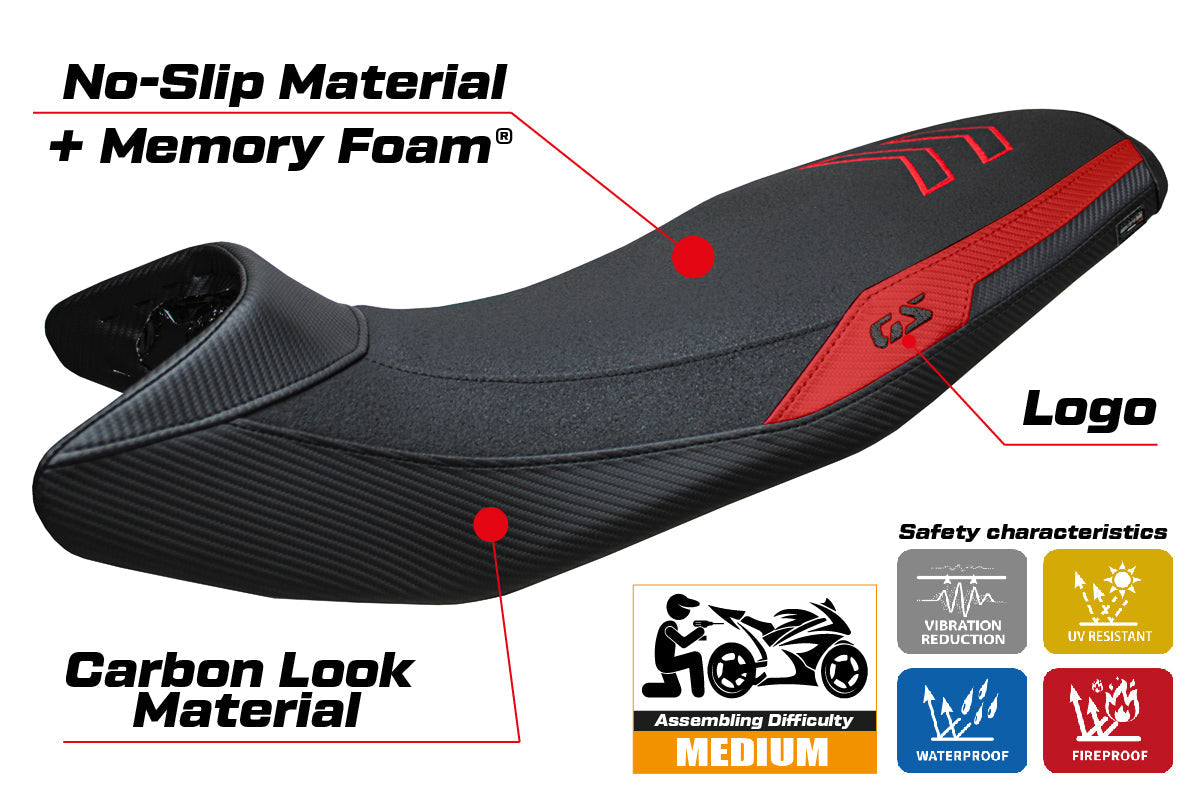 Tappezzeria Italia BMW F900GS 2024-2025 Seat Cover Comfort Ultragrip Red Black