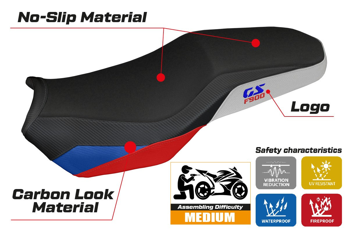 Tappezzeria Italia BMW F900GS Adventure 2025 Seat Cover Red Blue Silver Black