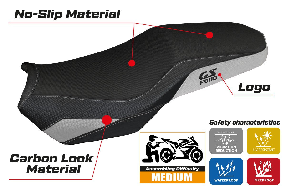 Tappezzeria Italia BMW F900GS Adventure 2025 Seat Cover Silver Black