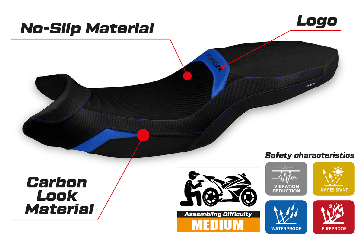 Tappezzeria Italia BMW F900R 2019-2025 Seat Cover in Blue and Black