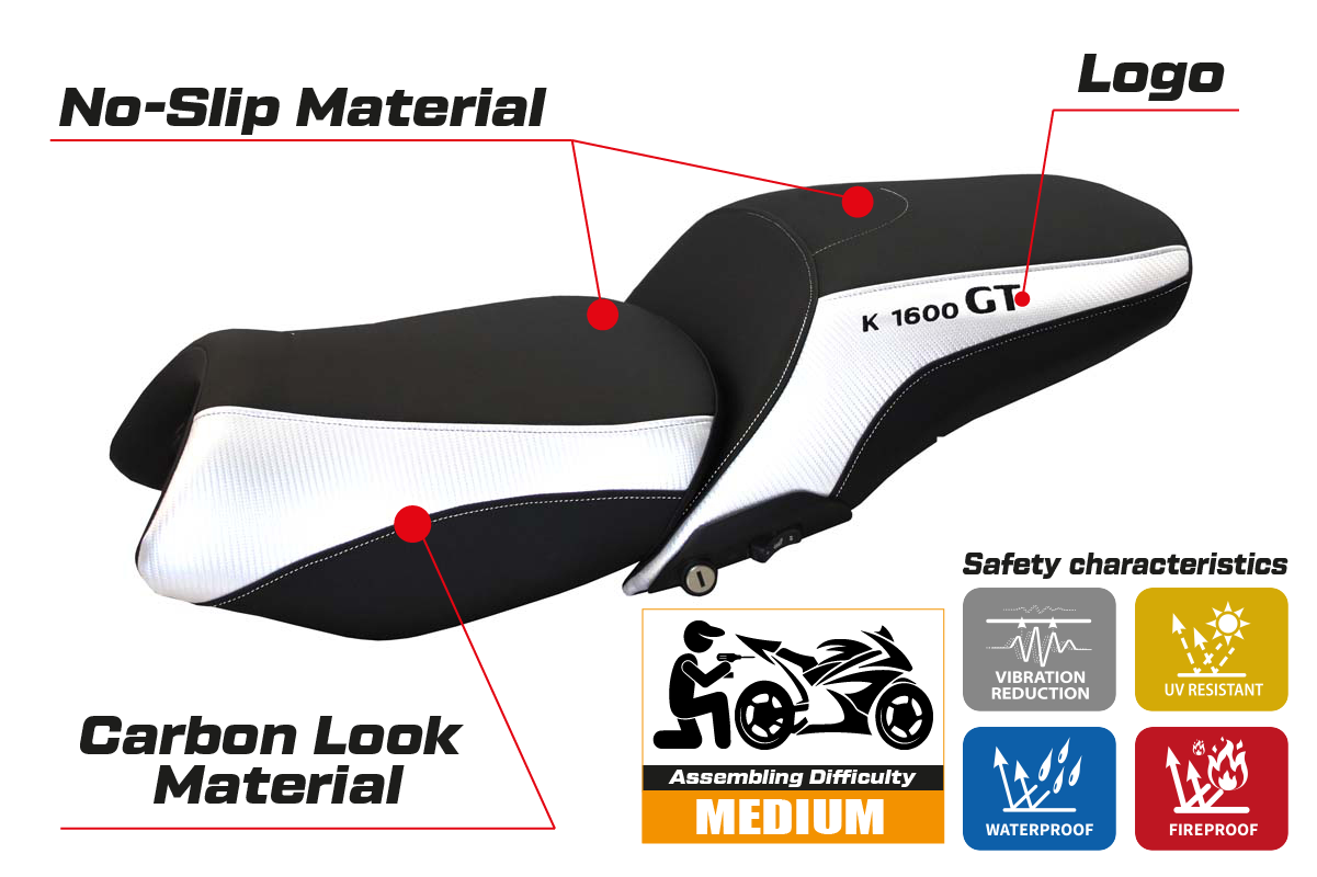 Tappezzeria Italia BMW K1600GT 2010-2025 Seat Cover in White
