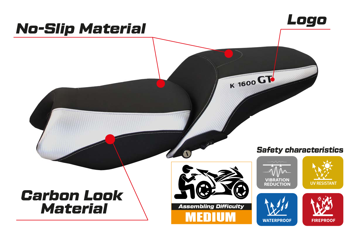 Tappezzeria Italia BMW K1600GT 2010-2025 Seat Cover in Silver