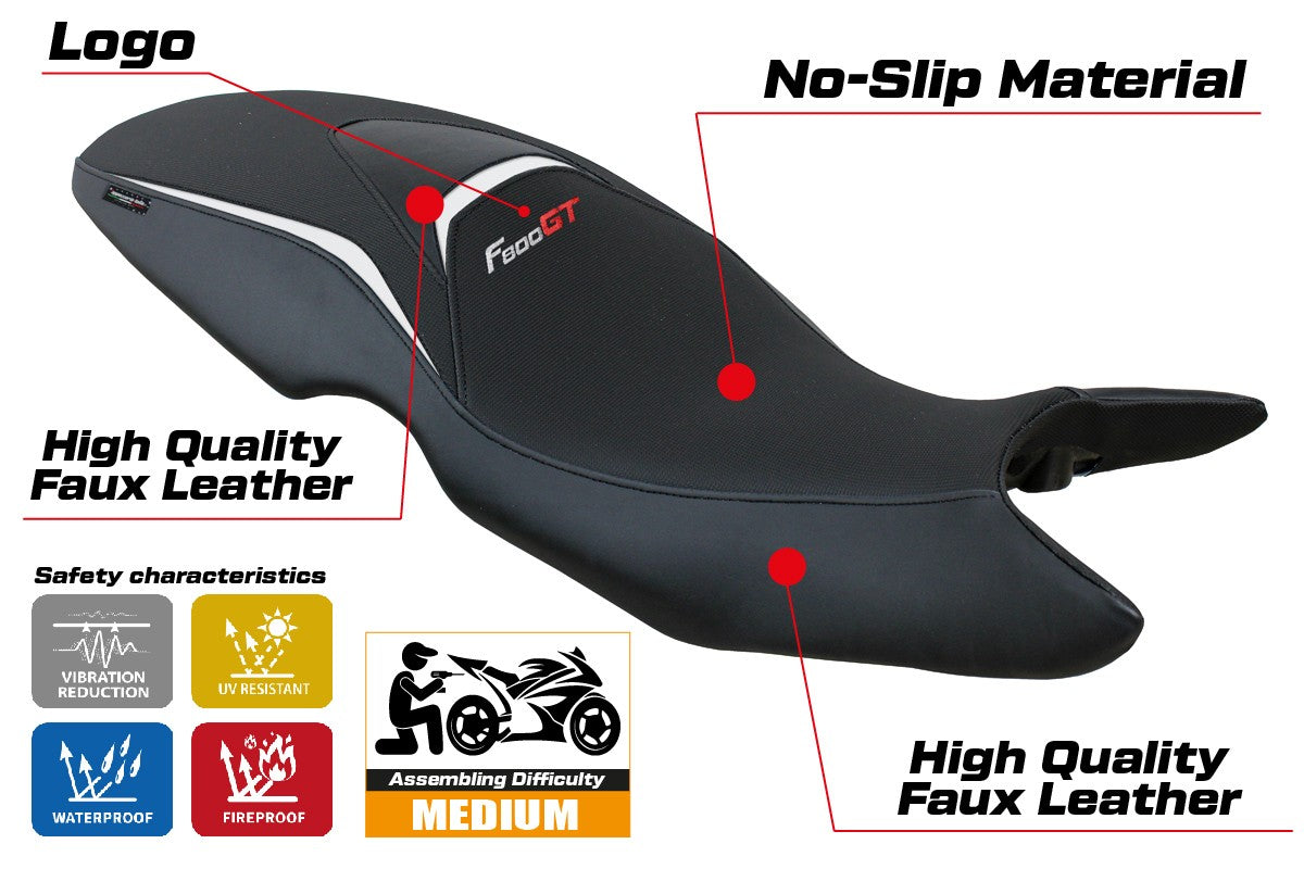 Tappezzeria Italia BMW F800GT 2012 2013 2014 2015 2016 Seat Cover White Black