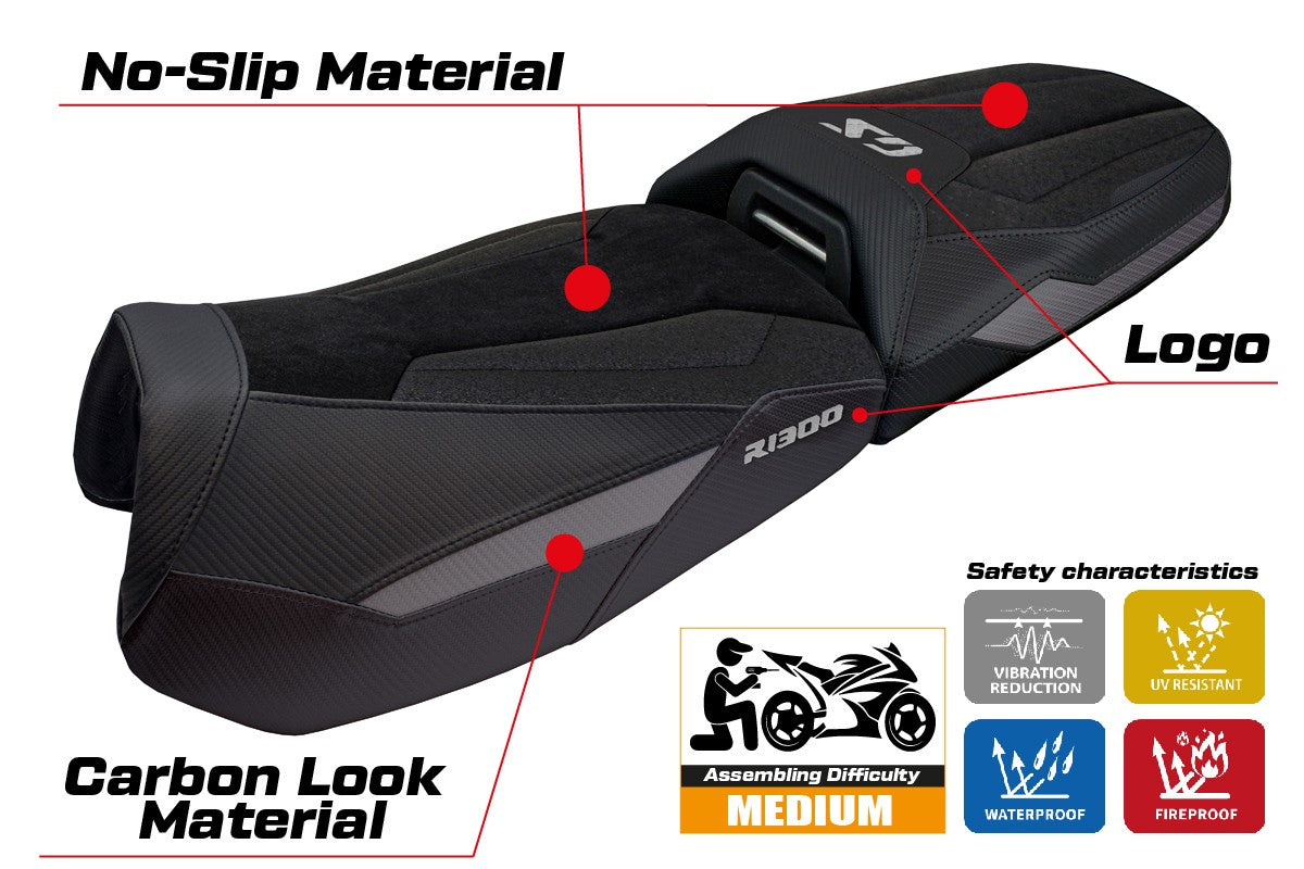 Tappezzeria Italia BMW R1300GS Adventure 2024-2025 Seat Cover Ultragrip Grey black