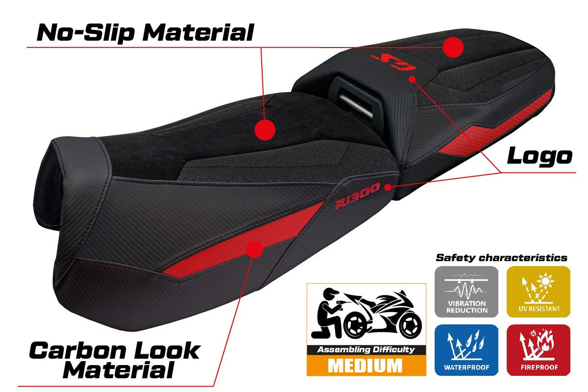 Tappezzeria Italia BMW R1300GS Adventure 2024-2025 Seat Cover Ultragrip Red black