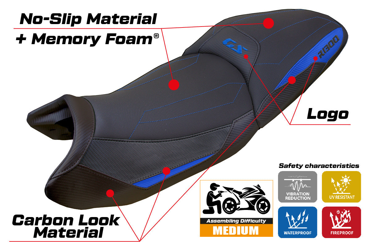 Tappezzeria Italia BMW R1300GS 2023-2025 Seat Cover Comfort Heated in Blue and Black