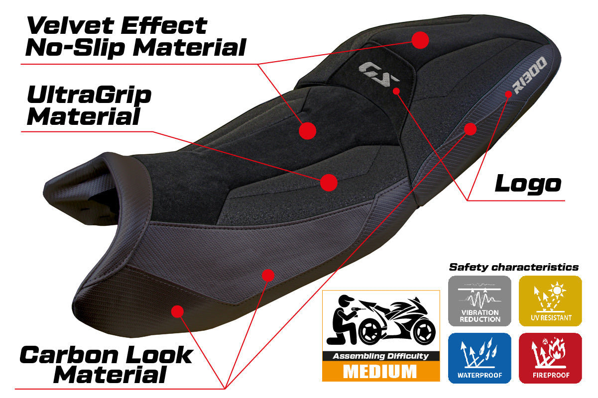 Tappezzeria Italia i BMW R1300GS 2023 2024 Touring Seat Cover Tappezzeria Italia Ultragrip in Black