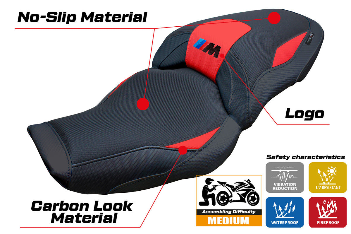 Tappezzeria Italia BMW M1000XR 2024-2025 Seat Cover in Red and Black