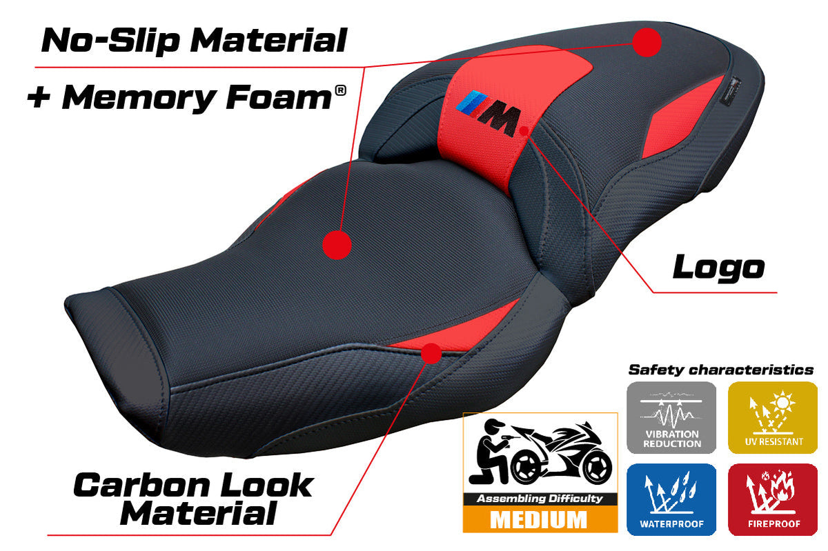 Tappezzeria Italia BMW M1000XR 2024-2025 Seat Cover Comfort in Red and Black