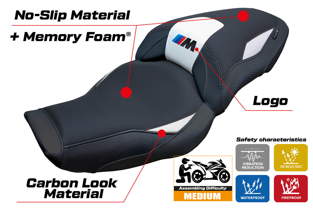 Tappezzeria Italia BMW M1000XR 2024-2025 Seat Cover Comfort in White and Black