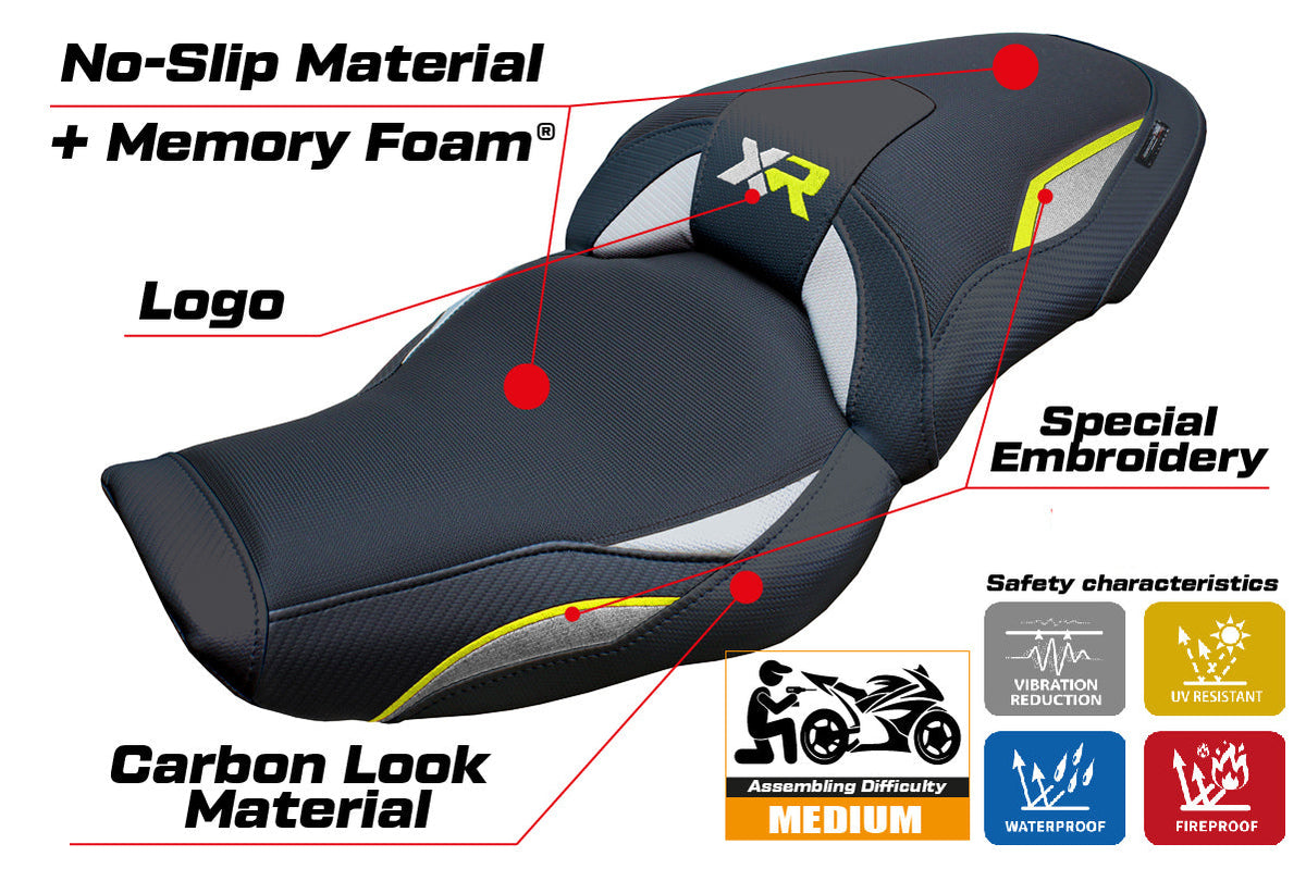 Tappezzeria Italia BMW S1000XR 2024-2025 Seat Cover Comfort in Silver Yellow and Black