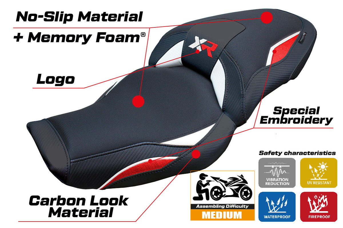 Tappezzeria Italia BMW S1000XR 2024-2025 Seat Cover Comfort in White Red and Black