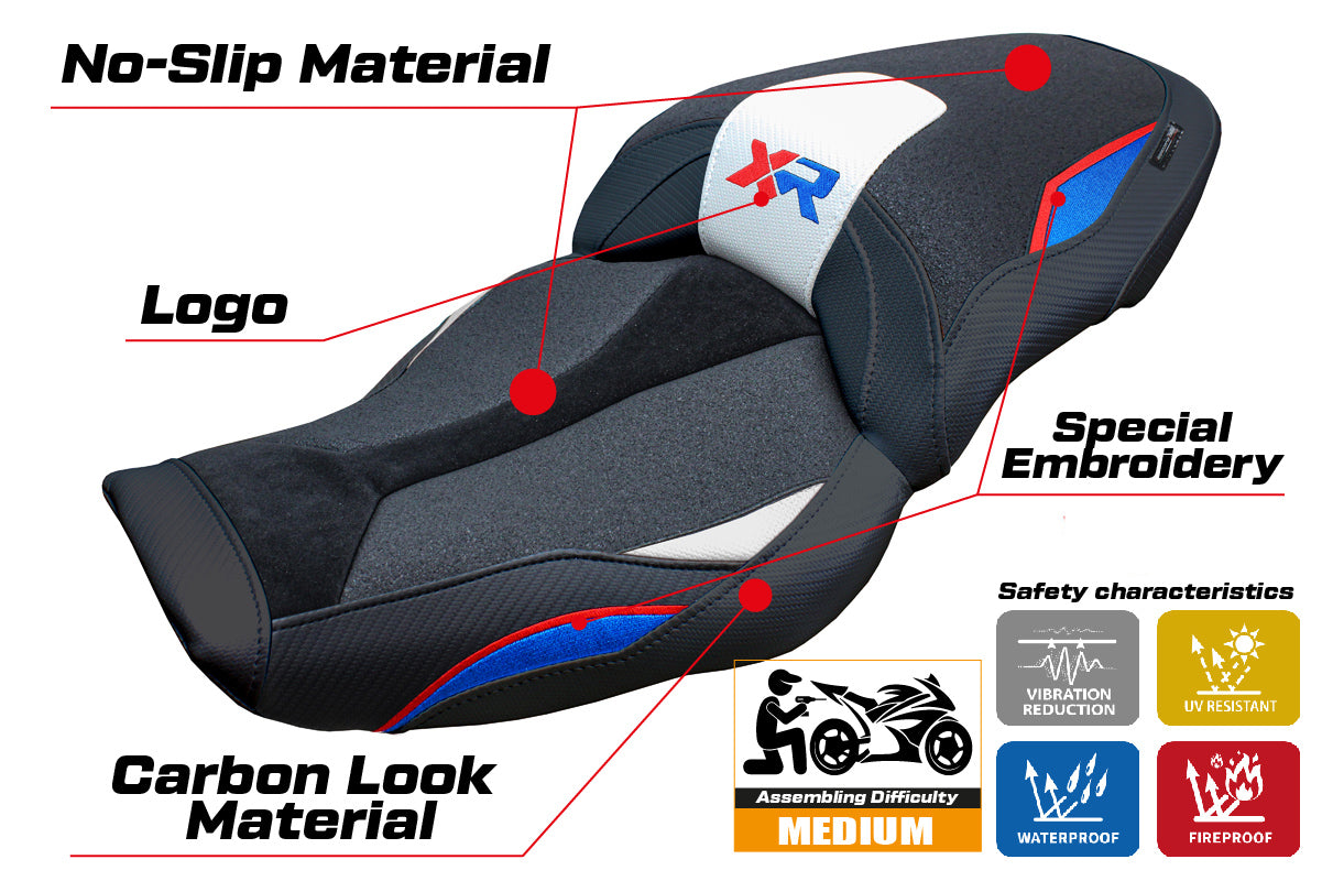 Tappezzeria Italia BMW S1000XR 2024-2025 Seat Cover Ultragrip in White Red Blue and Black