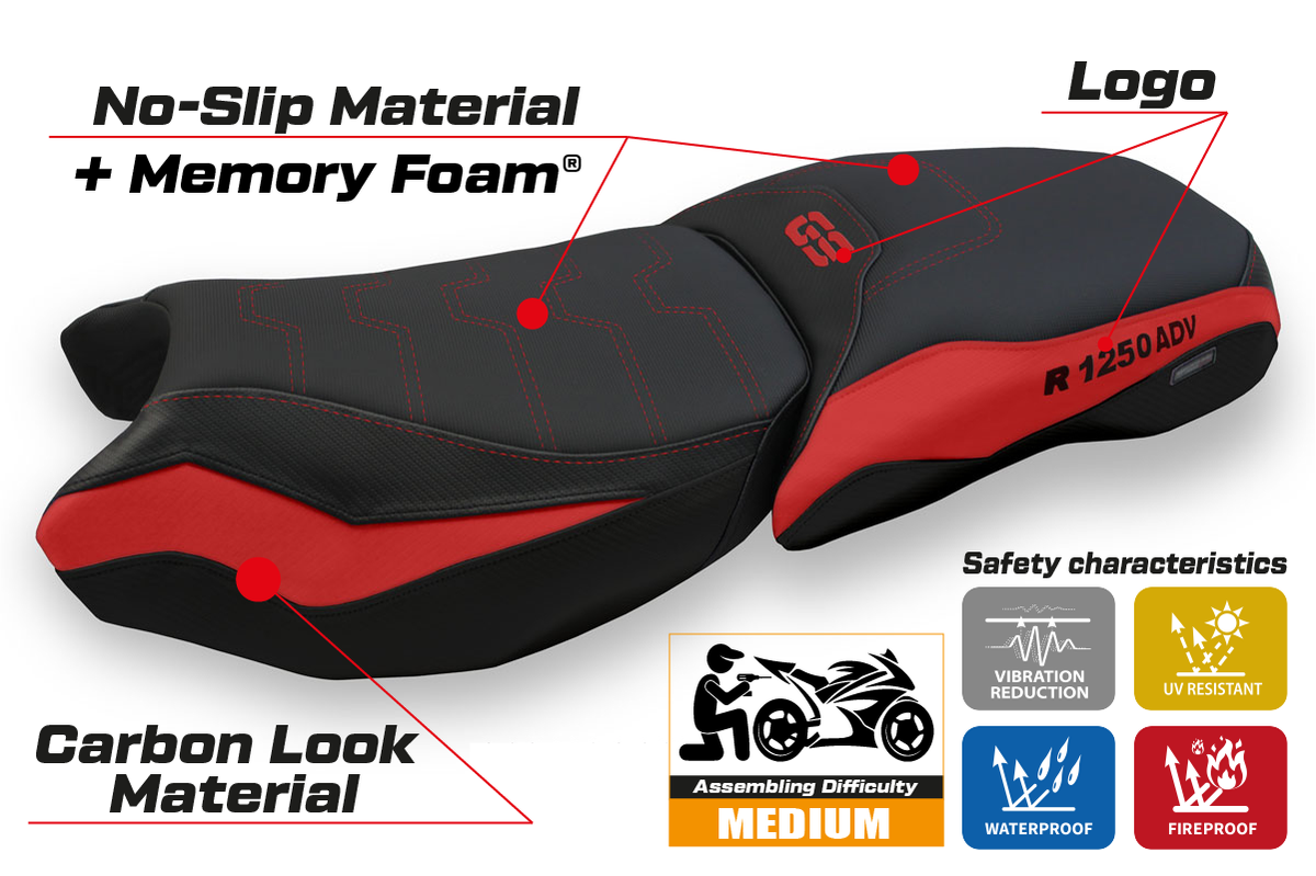 Tappezzeria Italia BMW R1250GS ADV 2019-2024 Comfort Heated Seat Cover in Red