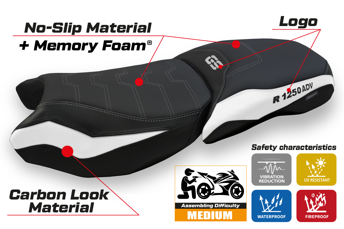 Tappezzeria Italia BMW R1250GS ADV 2019-2024 Comfort Heated Seat Cover in White