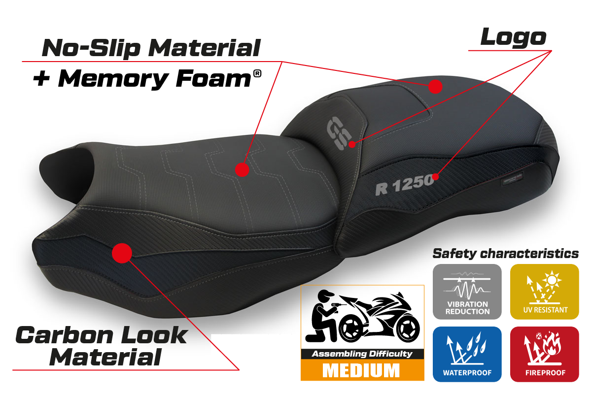 Tappezzeria Italia i BMW R1250GS 2019-2023 Comfort Heated Seat Cover Italia in Black