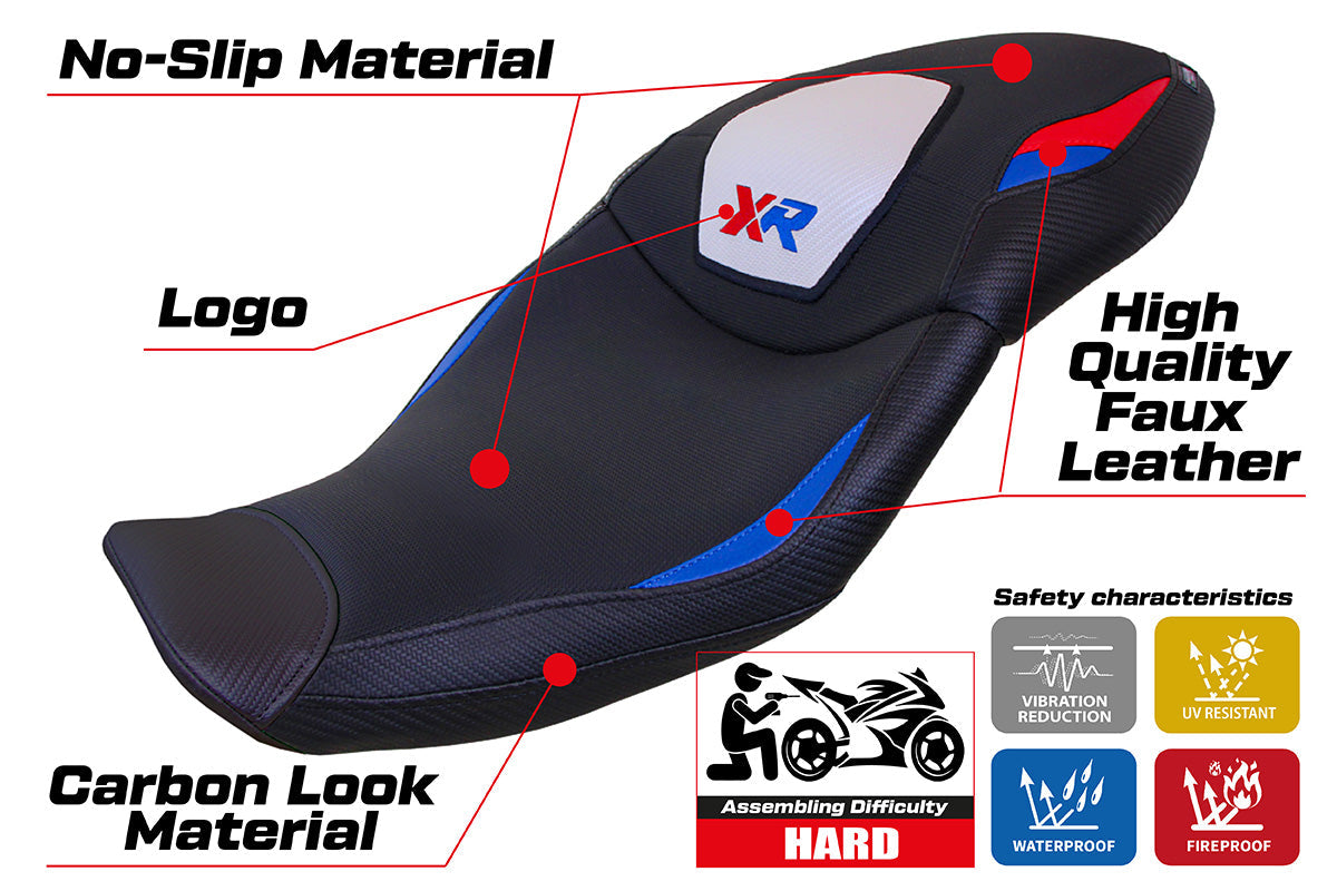 Tappezzeria Italia BMW S1000XR 2020-2023 Seat Cover in White, Red and Blue