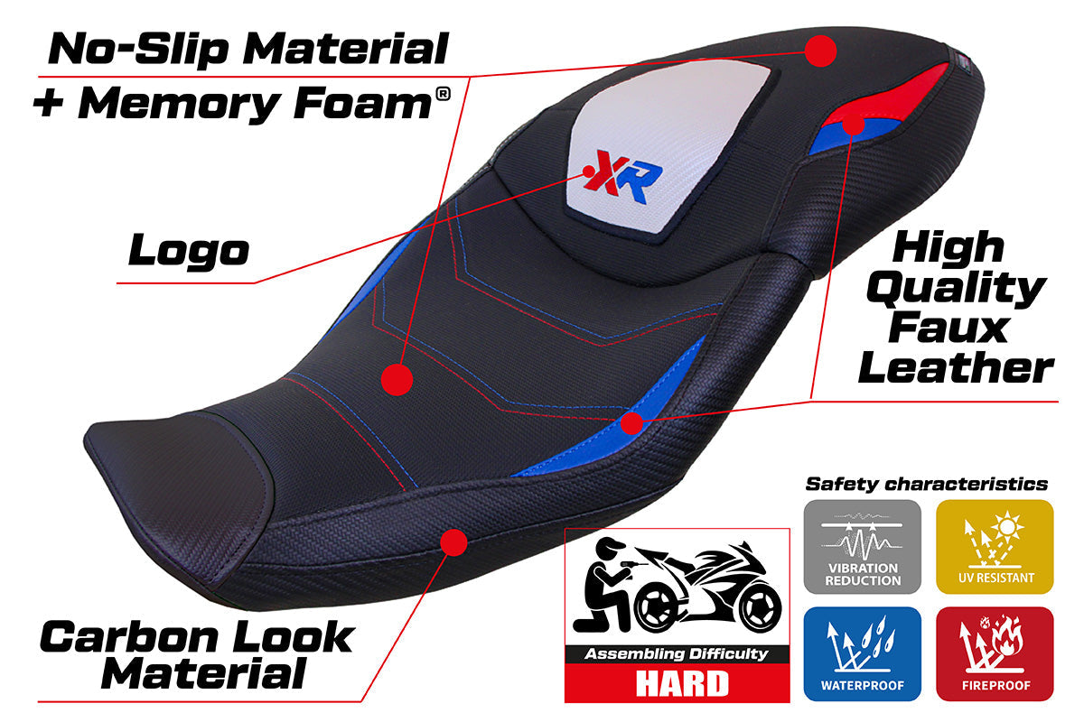 Tappezzeria Italia BMW S1000XR 2020-2023 Seat Cover Comfort in White, Red and Blue
