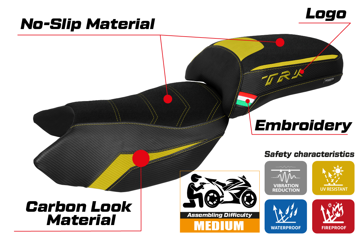 Tappezzeria Italia Benelli TRK 502 2017-2025 Seat Cover Ultragrip in Yellow