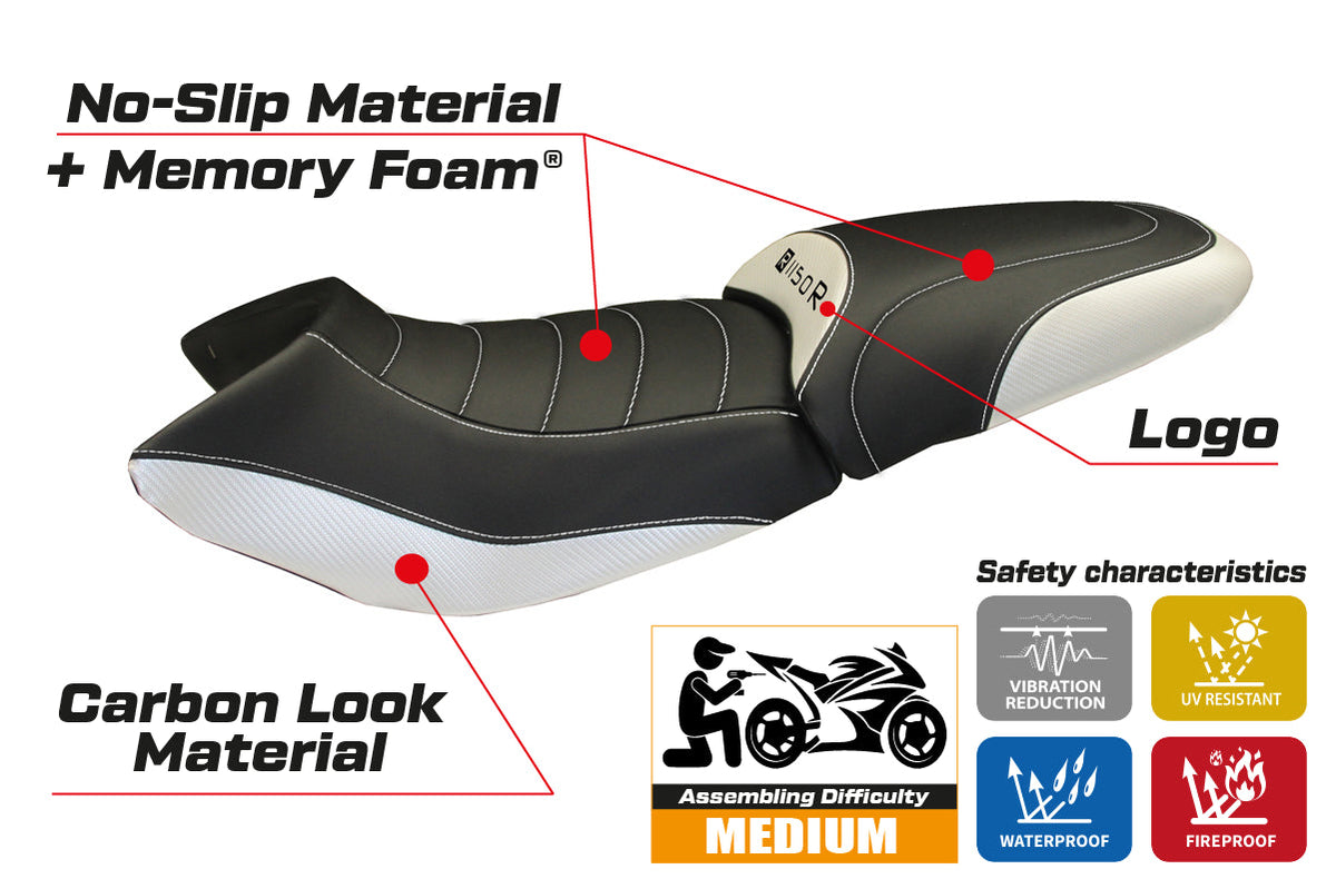 Tappezzeria Italia BMW R1150R 2000-2004 2005 2006 2007 Seat Cover Comfort White Black