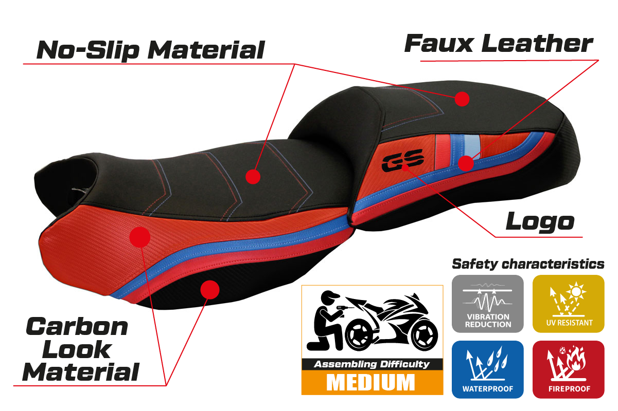 Tappezzeria Italia BMW R1200GS 2013-2018 Seat Cover in Red and Black