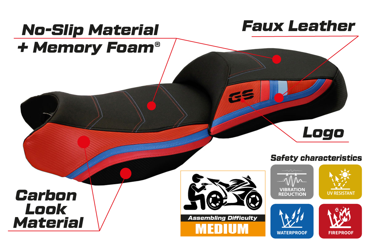 Tappezzeria Italia BMW R1200GS 2013-2018 Seat Cover Comfort in Red