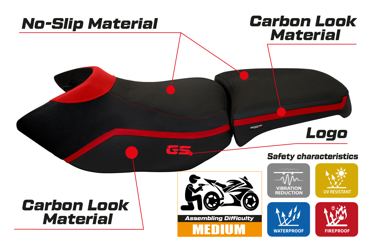 Tappezzeria Italia BMW R1200GS Adventure 2006-2012 Seat Cover in Red