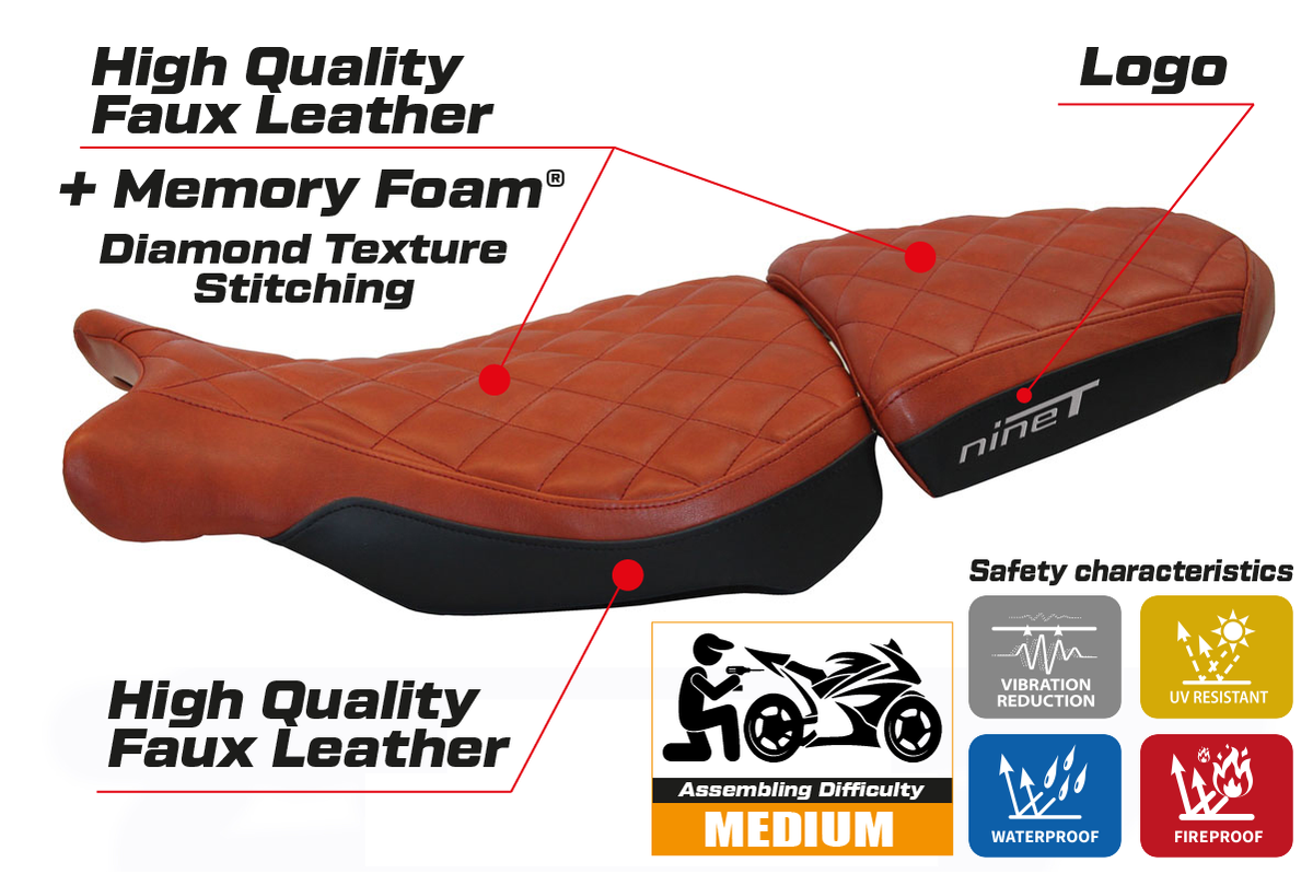 Tappezzeria Italia BMW R1200 Nine T 2014-2024 Seat Cover Comfort Brick F/R