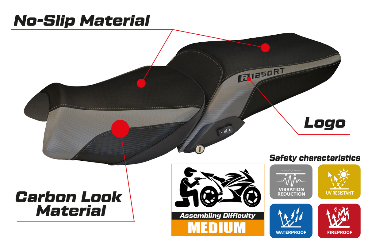 Tappezzeria Italia BMW R1250RT 2019-2025 Seat Cover in Grey and Black