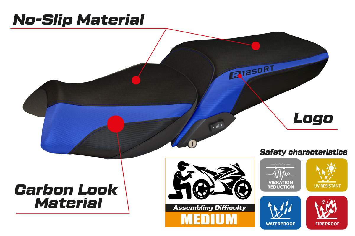 Tappezzeria Italia BMW R1250RT 2019-2025 Seat Cover in Blue and Black