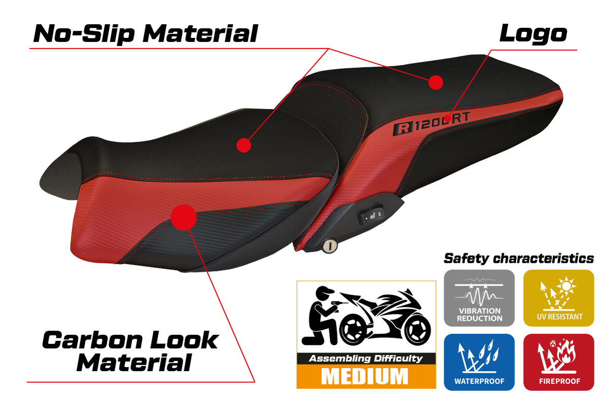 Tappezzeria Italia BMW R1200RT 2014-2018 Seat Cover in Red Black