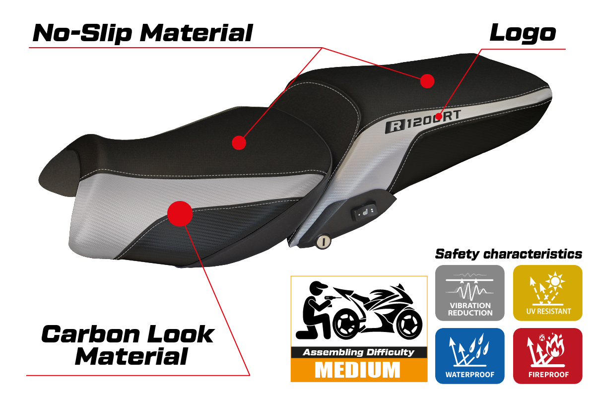 Tappezzeria Italia BMW R1200RT 2014-2018 Seat Cover in Silver and Black