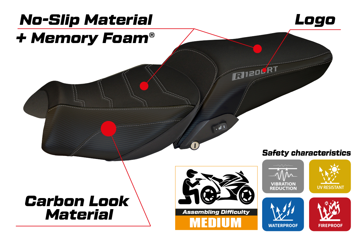 Tappezzeria Italia BMW R1200RT 2014-2018 Seat Cover Comfort in Black