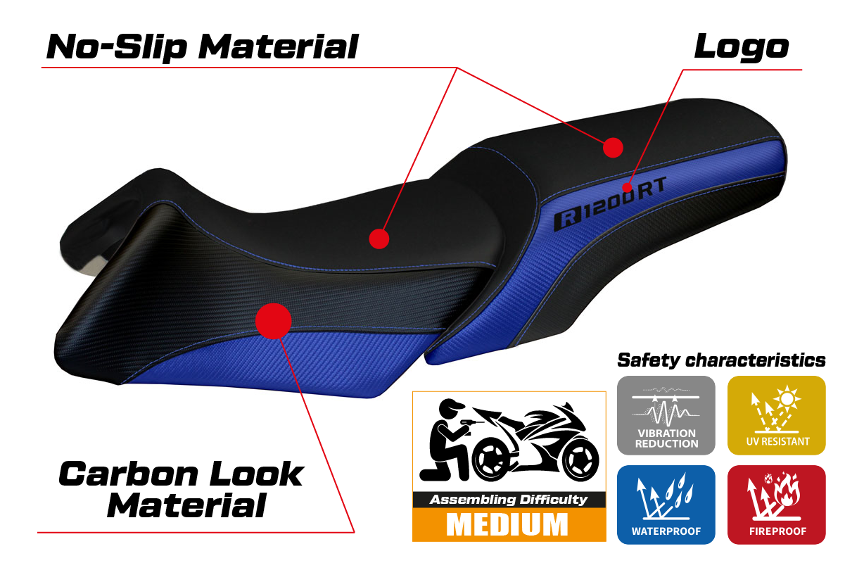 Tappezzeria Italia BMW R1200RT 2006-2013 Seat Cover in Blue and Black