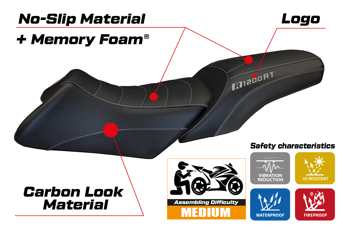 Tappezzeria Italia BMW R1200RT 2006-2013 Seat Cover Comfort in Black