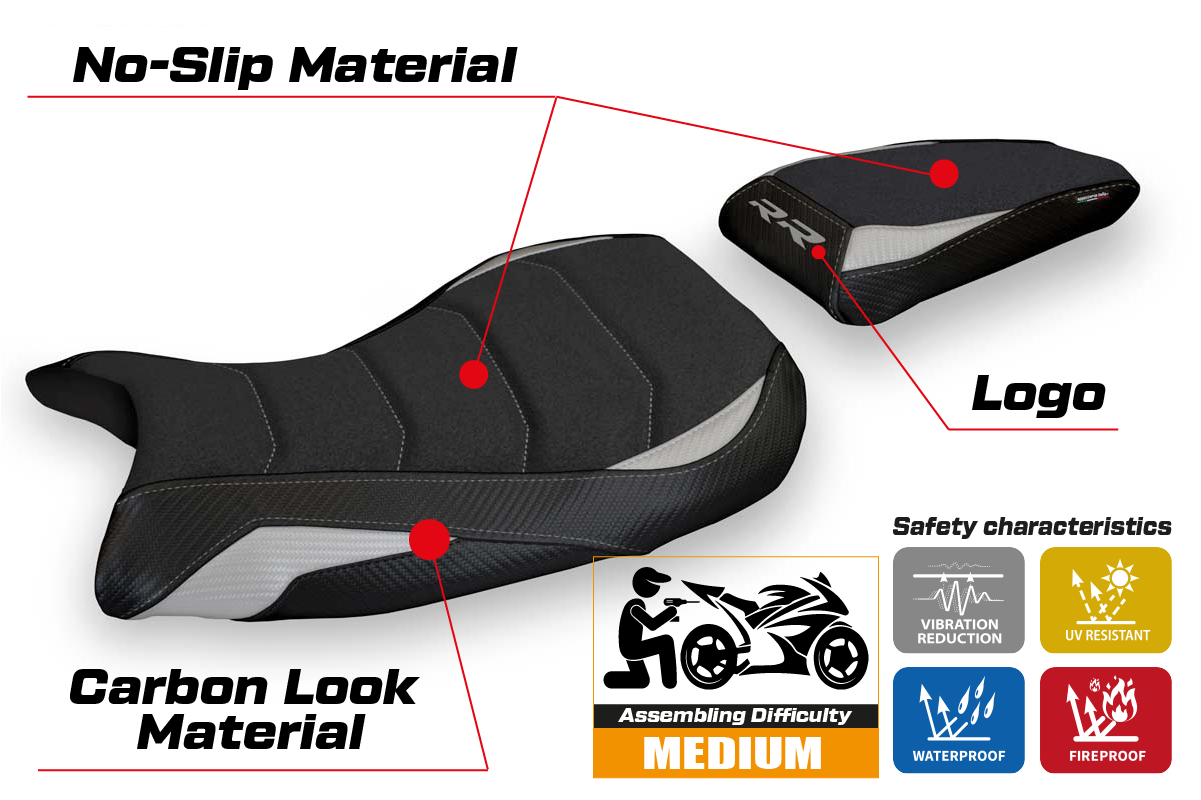 Tappezzeria Italia BMW S1000RR 2019-2025 Seat Cover Ultragrip in Silver