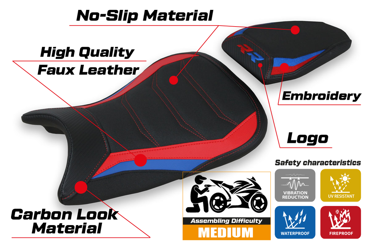 Tappezzeria Italia BMW S1000RR M Sport 2019-2025 Seat Cover Ultragrip in Black SE