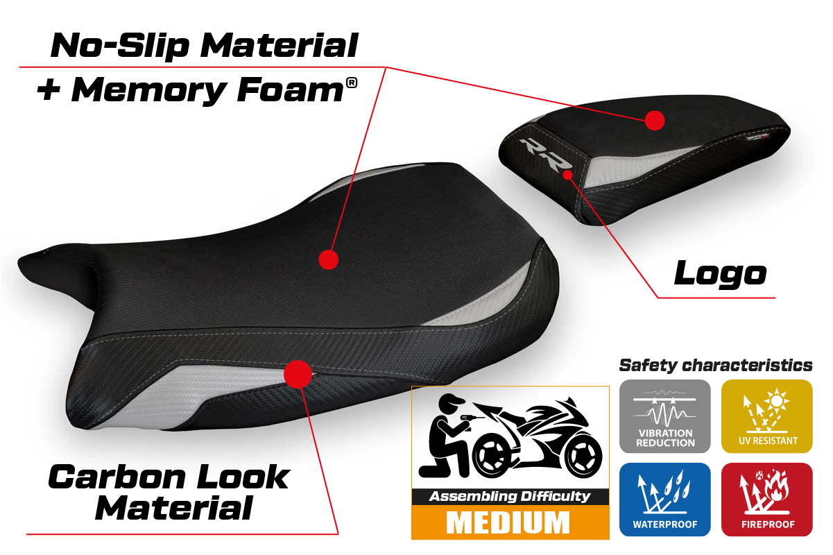 Tappezzeria Italia BMW S1000RR 2019-2025 Seat Cover Comfort in Silver