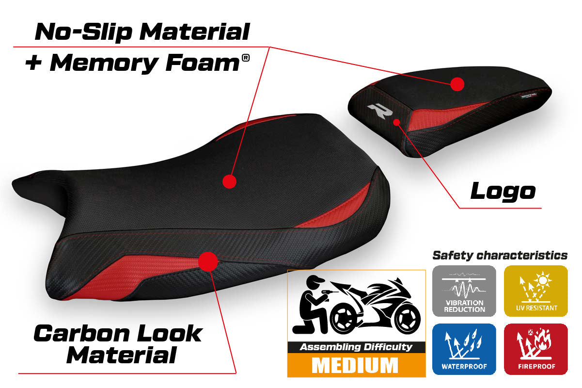 BMW S1000R M Sport 2021-2025 Seat Cover Tappezzeria Italia Comfort in Red and Black